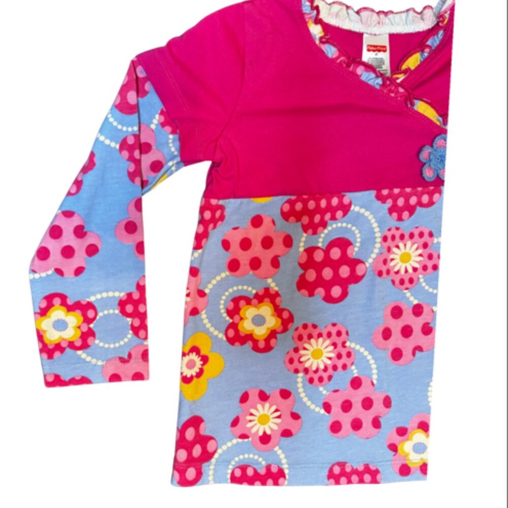 Fisher-Price Girls Long Sleeve Shirt | Size 4T | Pink & Blue Floral Top - Picture 2 of 7